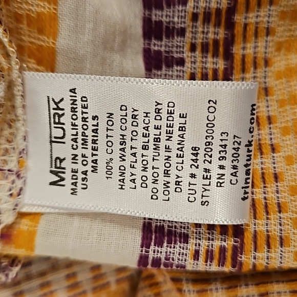 MR TURK by TRINA TURK Robles Caftan ~ Zig Zag Stripe Gauze Shirting S/M NWT - Picture 16 of 16